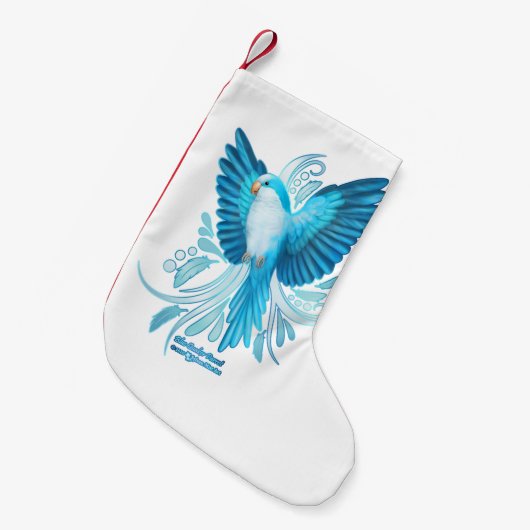 Blue Quaker Parrot Kleine Kerstsok (Voorkant (Hangend))