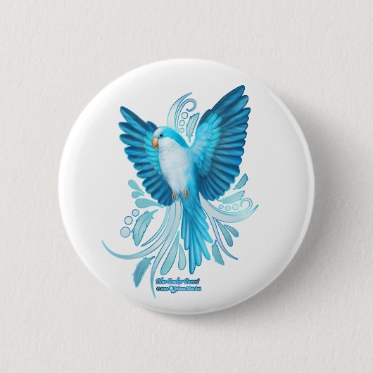 Blue Quaker Parrot Ronde Button 5,7 Cm (Voorkant)