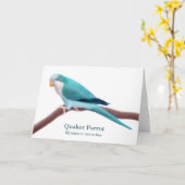 Blue Quaker Parrot Wenskaart Kaart (Gele Bloem)