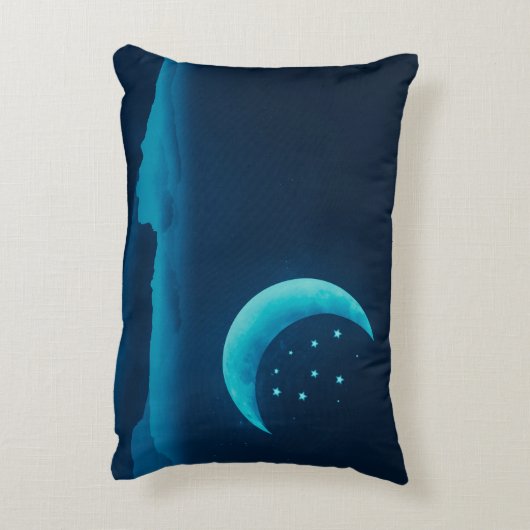 Blue Quarter Maan en Bergen | Accent Kussen (Achterkant (Verticaal))