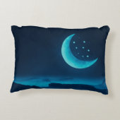 Blue Quarter Maan en Bergen | Accent Kussen (Achterkant)