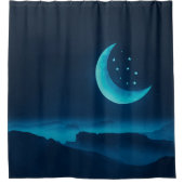 Blue Quarter Maan en Bergen | Douchegordijn (Voorkant)
