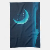 Blue Quarter Maan en Bergen | keukenhanddoek (Verticaal)