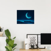 Blue Quarter Moon en Mountains | POSTER (Thuiskantoor)