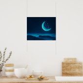 Blue Quarter Moon en Mountains | POSTER (Keuken)