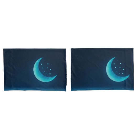 Blue Quarter Moon en Mountains | Proefcase Kussensloop (Voorkant-Set)