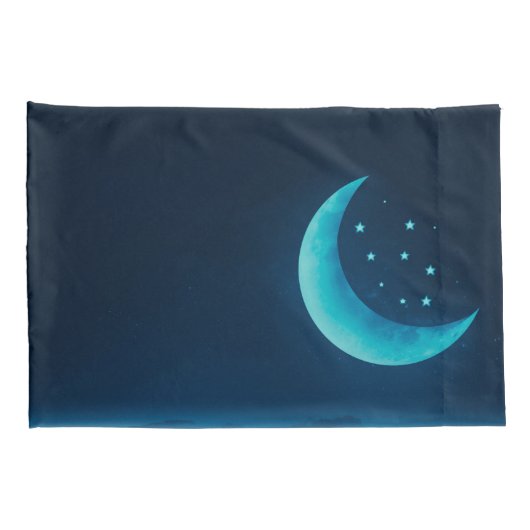 Blue Quarter Moon en Mountains | Proefcase Kussensloop (Achterkant-Rechts)