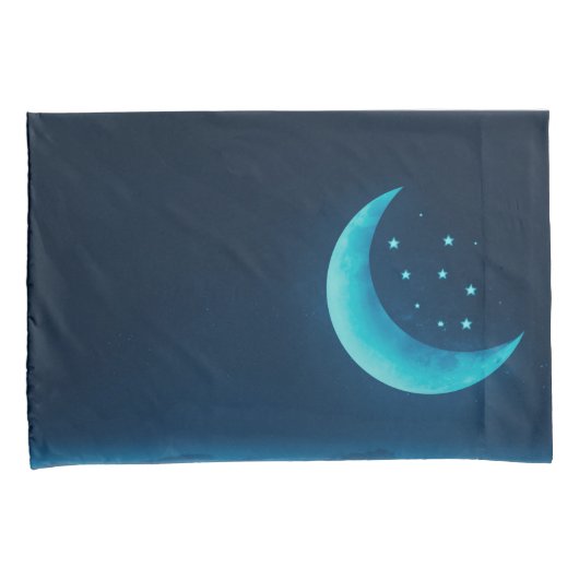 Blue Quarter Moon en Mountains | Proefcase Kussensloop (Voorkant-Rechts)