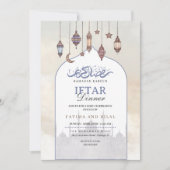 Blue Quarter Moon Iftar Dinner Ramadan Uitnodiging (Voorkant)