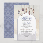 Blue Quarter Moon Iftar Dinner Ramadan Uitnodiging (Voorkant / Achterkant)
