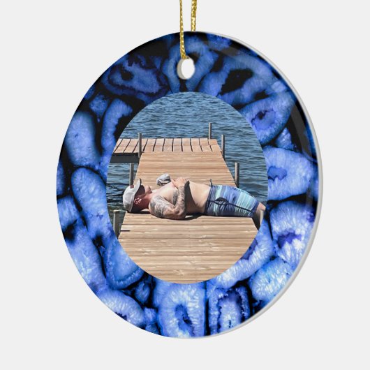 Blue Quartz Agate Geodes Keramisch Ornament (Links)