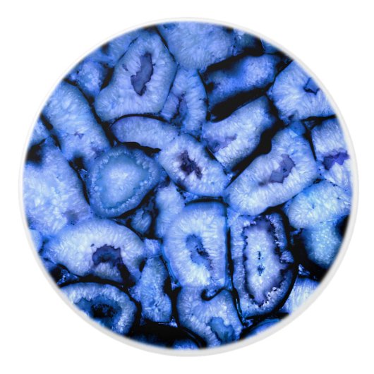 Blue Quartz Agate Geodes Keramische Knop (Voorkant)