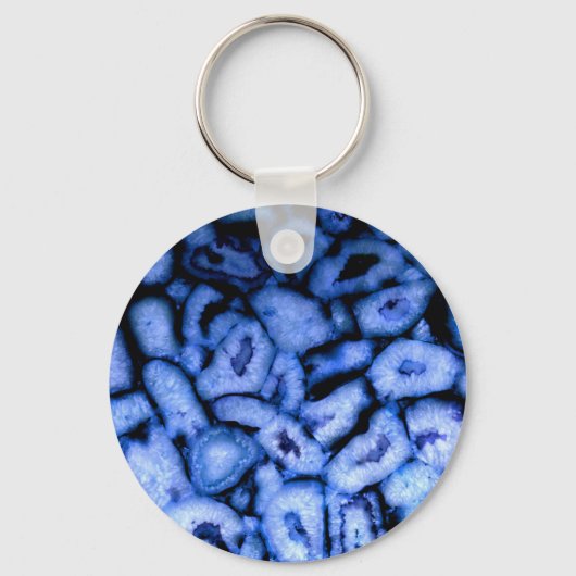 Blue Quartz Agate Geodes Sleutelhanger (Voorkant)