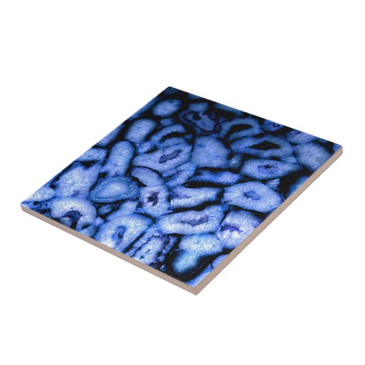 Blue Quartz Agate Geodes Tegeltje (Zijkant)