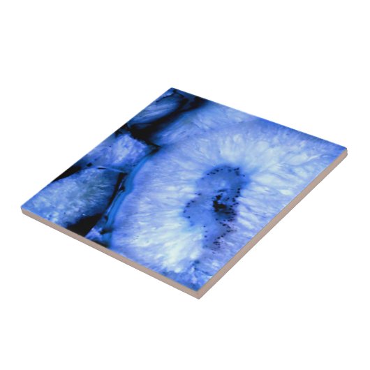 Blue Quartz Agate Geodes Tegeltje (Zijkant)