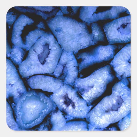 Blue Quartz Agate Geodes Vierkante Sticker (Voorkant)
