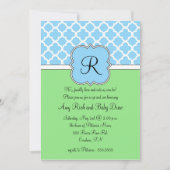 Blue Quatrafoil Monogram Sip en Zie uitnodiging (Voorkant)