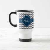 Blue Quatrefoil Monogram Gray Chevron Pattern Reisbeker (Links)
