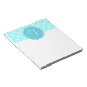 Blue Quatrefoil Monogram Notitieblok (Schuin)
