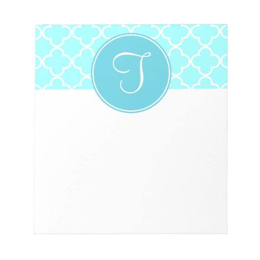 Blue Quatrefoil Monogram Notitieblok (Voorkant)
