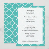 Blue Quatrefoil, Moroccan Trellis, Bat Mitzvah Kaart (Voorkant / Achterkant)