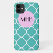 Blue Quatrefoil, Moroccan Trellis, Monogram Case-Mate iPhone Case (Achterkant)