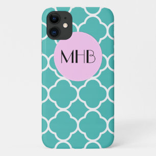 Blue Quatrefoil, Moroccan Trellis, Monogram iPhone 11 Hoesje