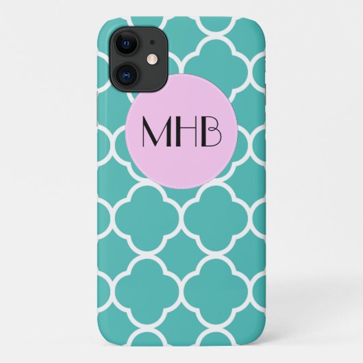 Blue Quatrefoil, Moroccan Trellis, Monogram Case-Mate iPhone Case (Achterkant)
