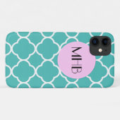 Blue Quatrefoil, Moroccan Trellis, Monogram Case-Mate iPhone Case (Achterkant (horizontaal))