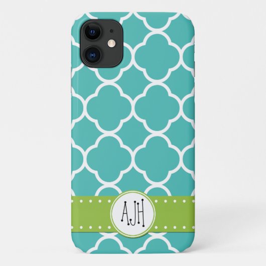 Blue Quatrefoil, Moroccan Trellis, Monogram Case-Mate iPhone Case (Achterkant)