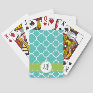 Blue Quatrefoil, Moroccan Trellis, Monogram Speelkaarten