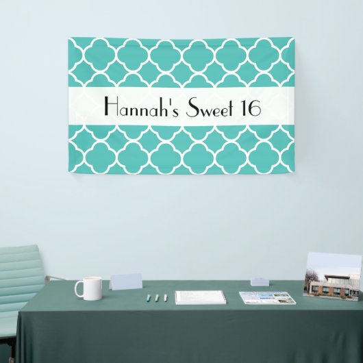 Blue Quatrefoil, Moroccan Trellis, Sweet 16 Spandoek (Beurs)