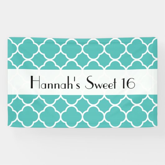 Blue Quatrefoil, Moroccan Trellis, Sweet 16 Spandoek (Horizontaal)