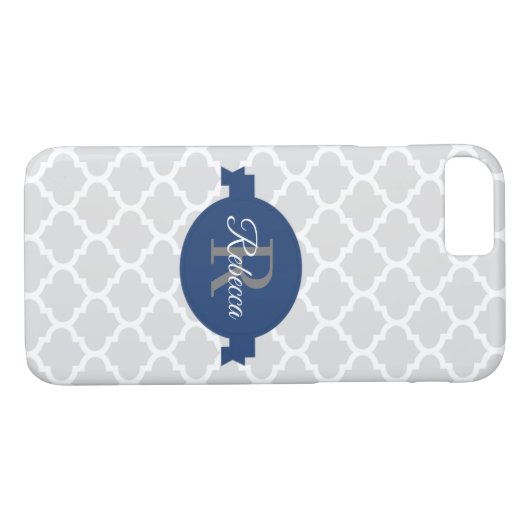 Blue Quatrefoil op maat gemaakt Case-Mate iPhone Case (Achterkant (Horizontaal))