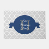 Blue Quatrefoil op maat gemaakt Deurmat (Voorkant)