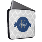Blue Quatrefoil op maat gemaakt Laptop Sleeve (Voorkant Rechts)