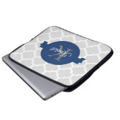 Blue Quatrefoil op maat gemaakt Laptop Sleeve (Voorkant onderkant)
