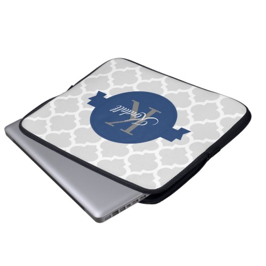 Blue Quatrefoil op maat gemaakt Laptop Sleeve (Voorkant onderkant)