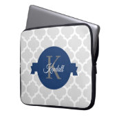 Blue Quatrefoil op maat gemaakt Laptop Sleeve (Voorkant Links)
