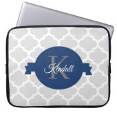 Blue Quatrefoil op maat gemaakt Laptop Sleeve (Voorkant)
