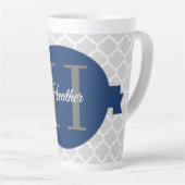 Blue Quatrefoil op maat gemaakt Latte Mok (Rechterhoek)
