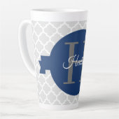 Blue Quatrefoil op maat gemaakt Latte Mok (Linkerhoek)