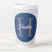 Blue Quatrefoil op maat gemaakt Latte Mok (Voorkant)