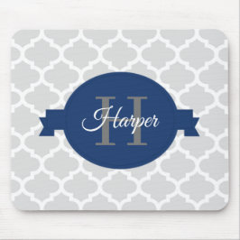 Blue Quatrefoil op maat gemaakt Muismat