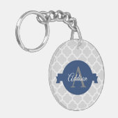 Blue Quatrefoil op maat gemaakt Sleutelhanger (Voorkant Links)