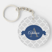 Blue Quatrefoil op maat gemaakt Sleutelhanger (Voorkant)