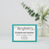 Blue Quatrefoil Wedding Registry Kaart (Staand voorkant)