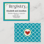 Blue Quatrefoil Wedding Registry Kaart (Voorkant / Achterkant)