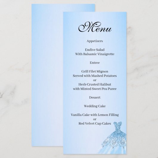 Blue Quenceanera Menu (Voorkant / Achterkant)