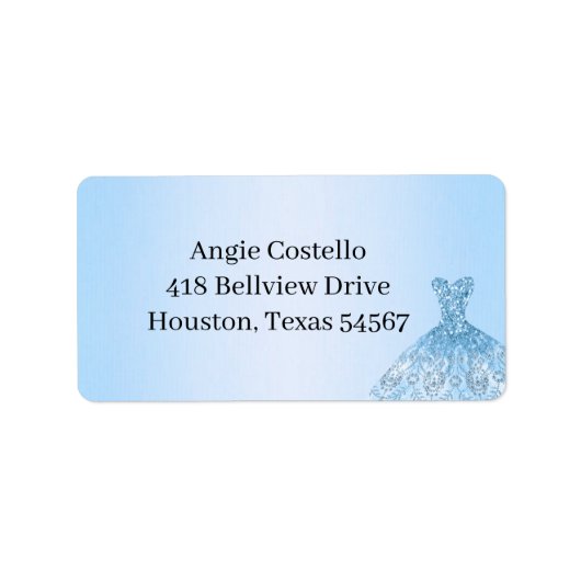 Blue Quenceanera Return address labels (Voorkant)